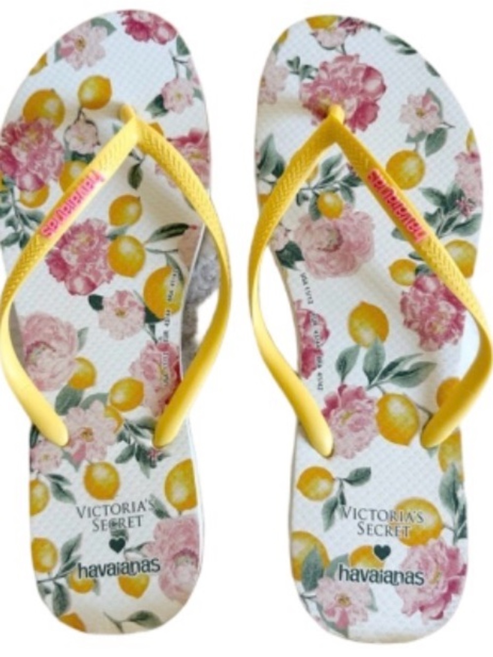 Havaianas Yellow Strap Floral & Lemon Print Flip Flops
